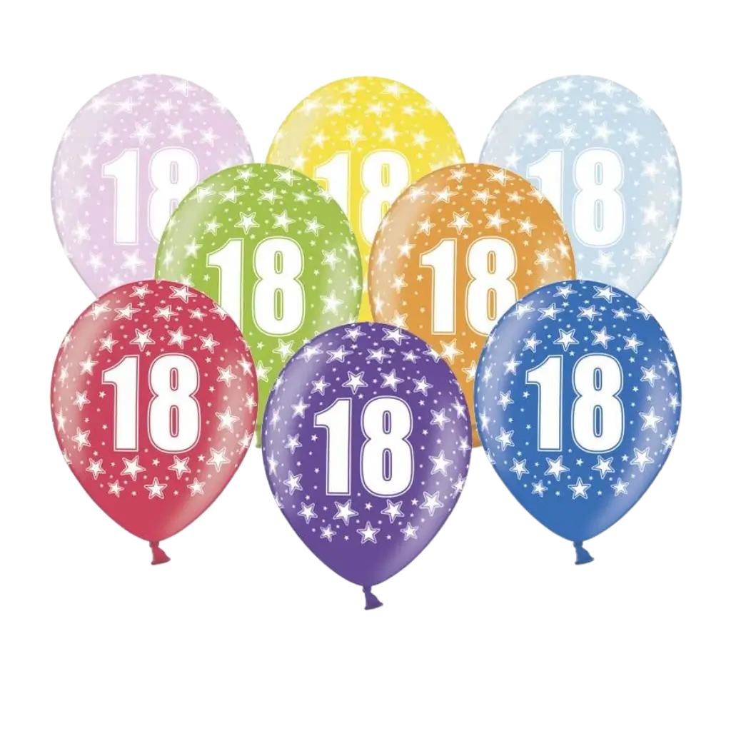Ballonnen met opschrift "18" (Set van 6)