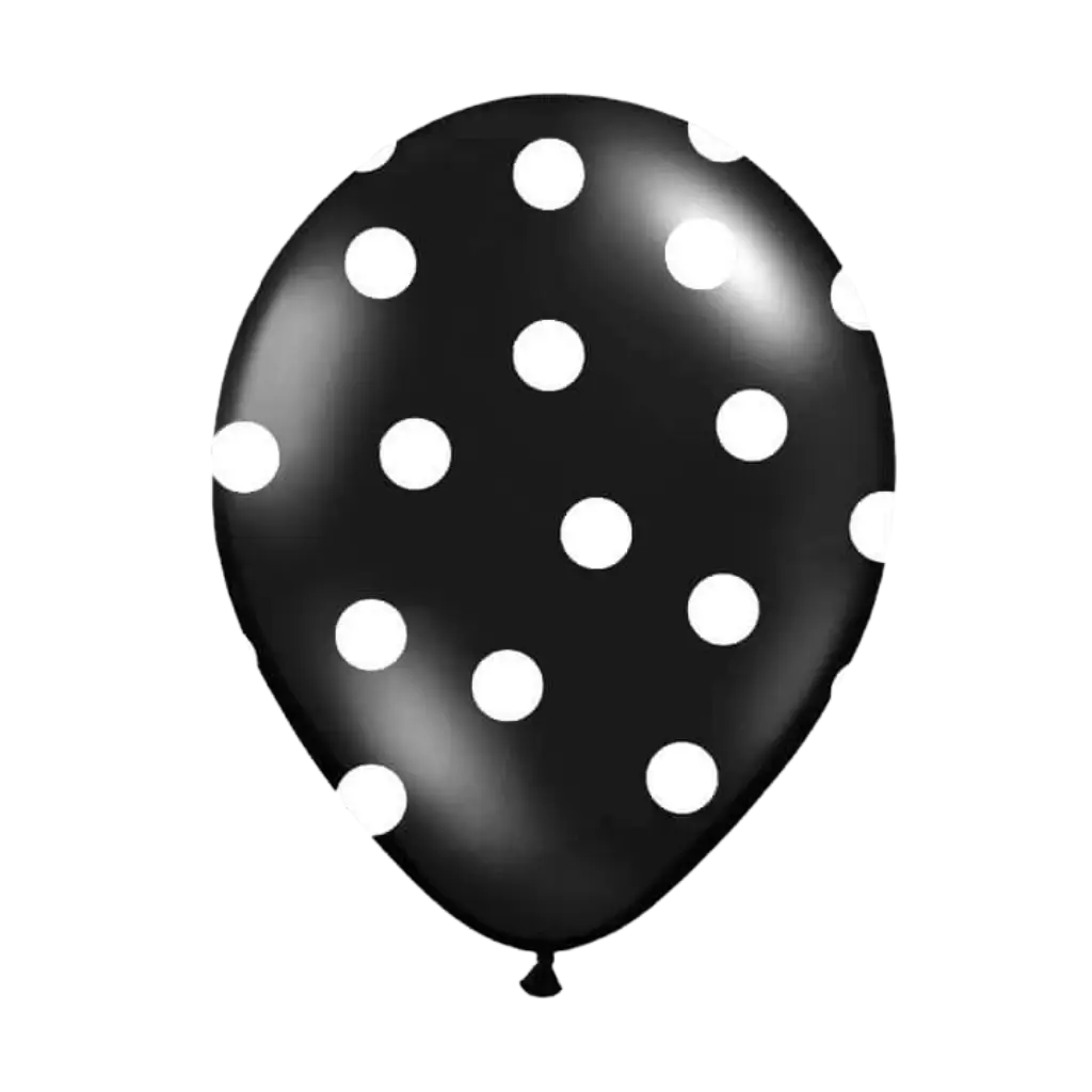 Zwarte ballonnen met witte ronde motieven (Set van 6)