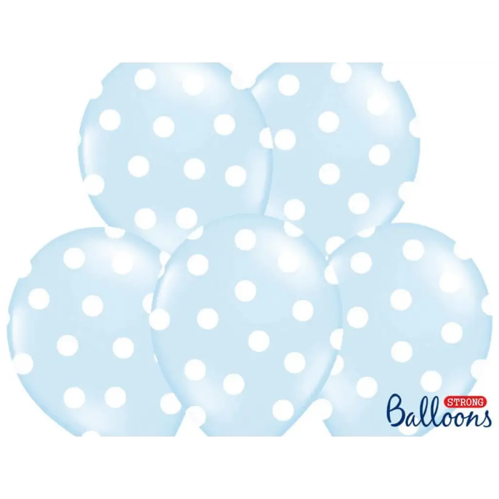 Blauwe ballonnen met witte ronde patronen (Set van 6)