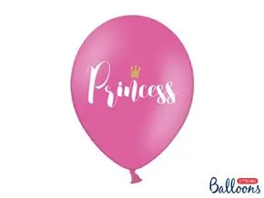 Set van 10 roze fuchsia ballonnen met opschrift PRINCESS