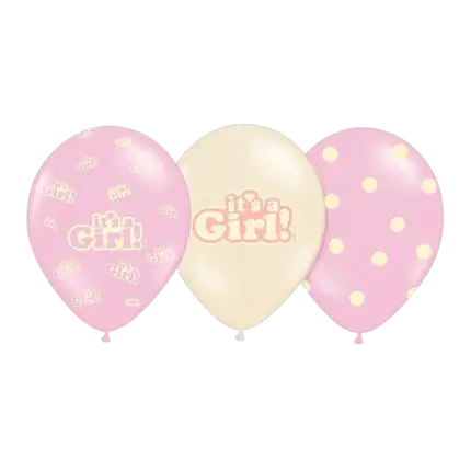Set van 6 It's a Girl ballonnen Mix