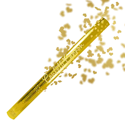 Confetti pistool 60cm metallic gouden hart