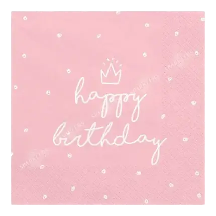 Set van 20 roze Happy Birthday papieren servetten