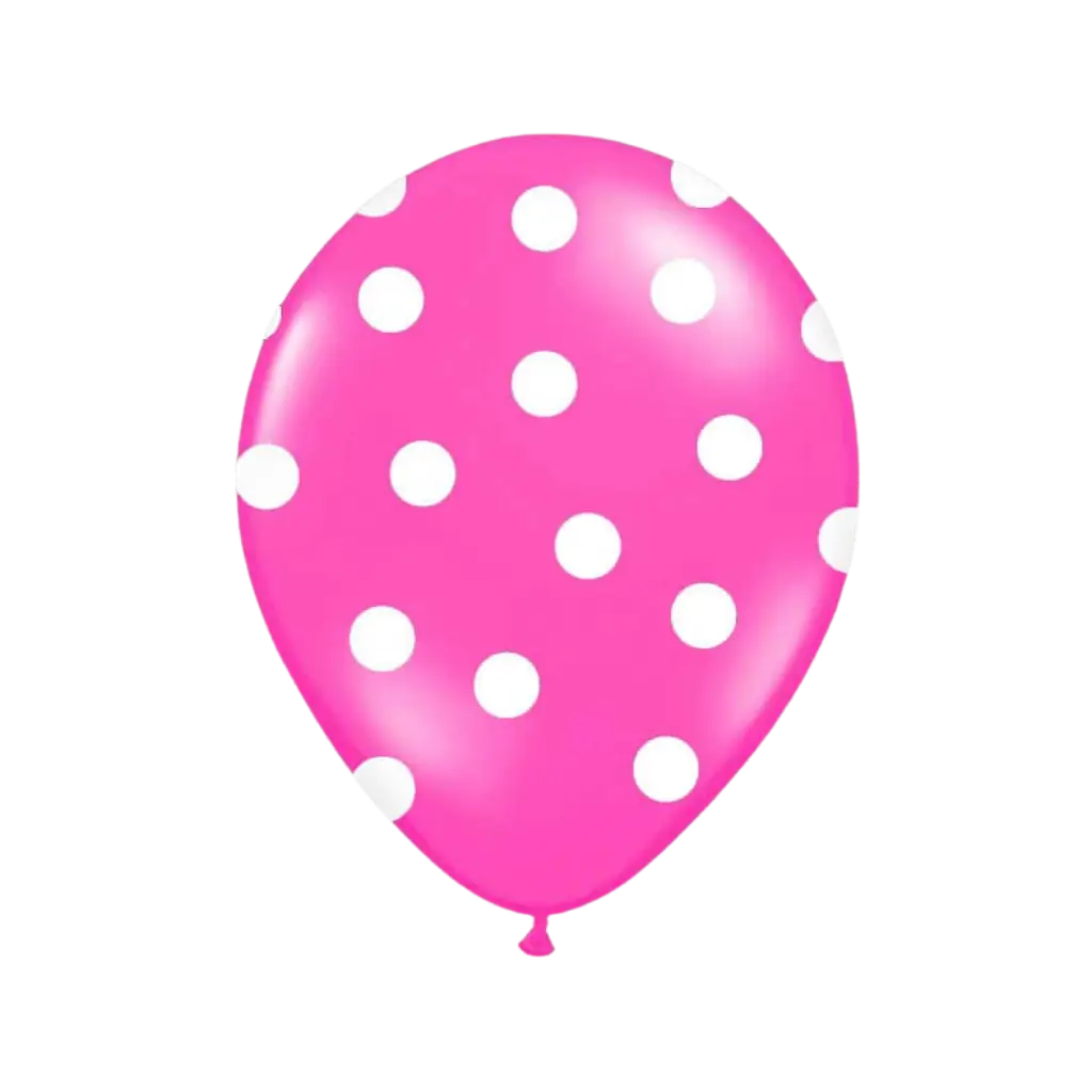 Donkerroze ballonnen met witte ronde patronen (set van 6)