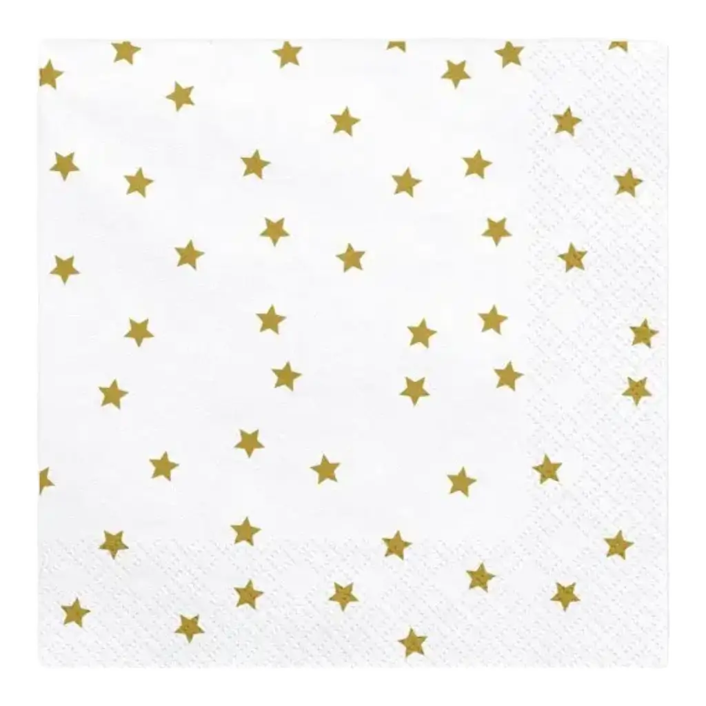 Witte papieren handdoek met gouden ster (set van 20)