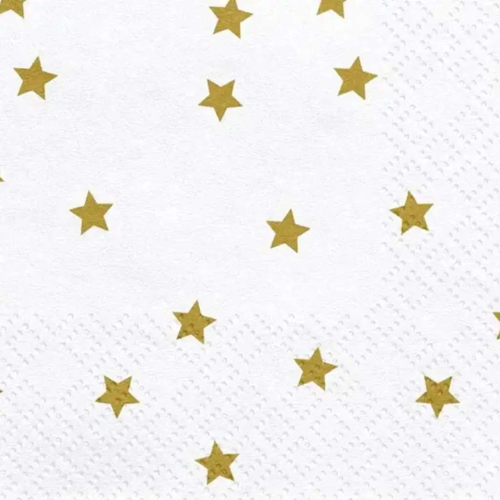 Witte papieren handdoek met gouden ster (set van 20)