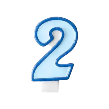 Verjaardagskaars nummer 2 blauw