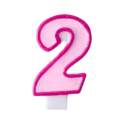 Verjaardagskaars nummer 2 roze