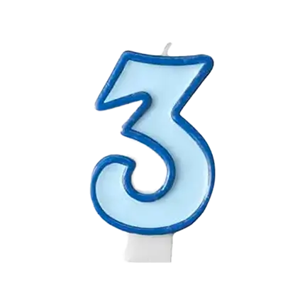 Verjaardagskaars nummer 3 blauw