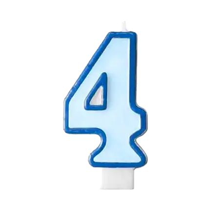 Verjaardagskaars nummer 4 blauw