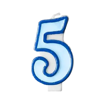Verjaardagskaars nummer 5 blauw