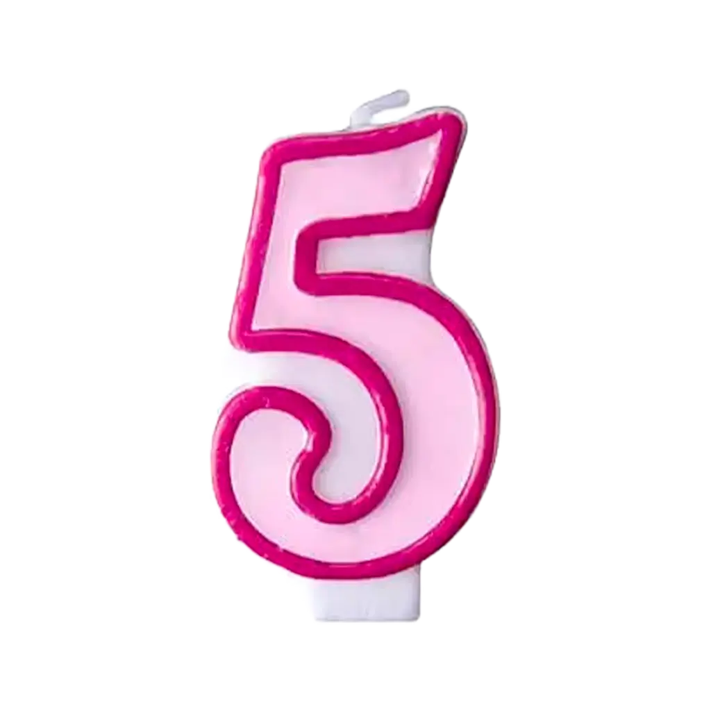 Verjaardagskaars nummer 5 roze