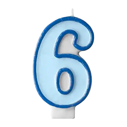 Verjaardagskaars nummer 6 blauw