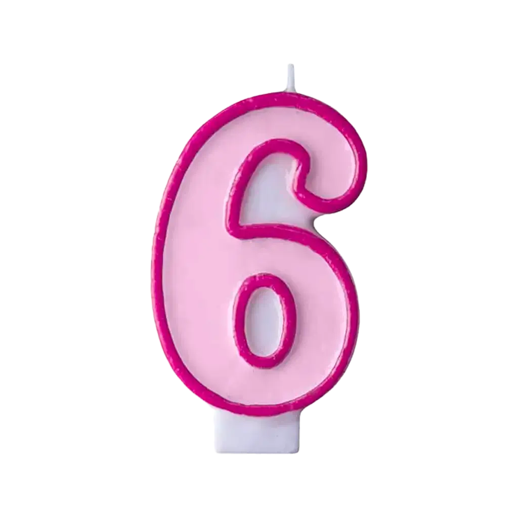 Verjaardagskaars nummer 6 roze