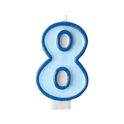Verjaardagskaars nummer 8 blauw
