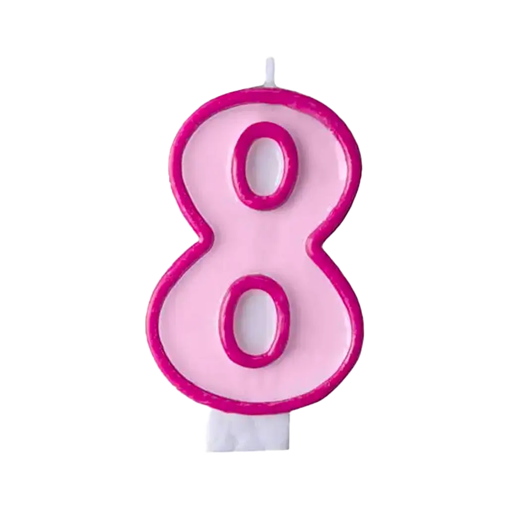 Verjaardagskaars nummer 8 roze