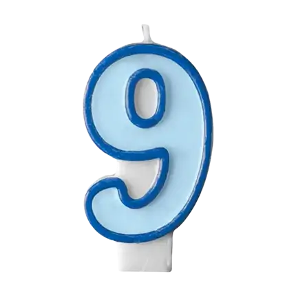 Verjaardagskaars nummer 9 blauw