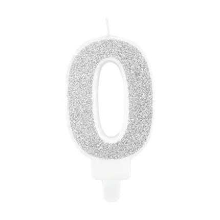 Verjaardagskaars nummer 0 zilver
