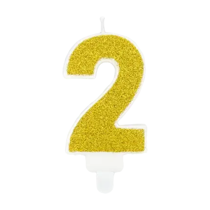 Verjaardagskaars nummer 2 goud