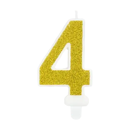 Verjaardagskaars nummer 4 goud