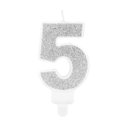 Verjaardagskaars nummer 5 zilver