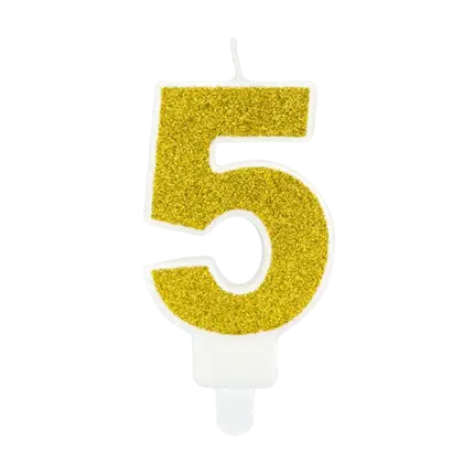 Verjaardagskaars nummer 5 goud