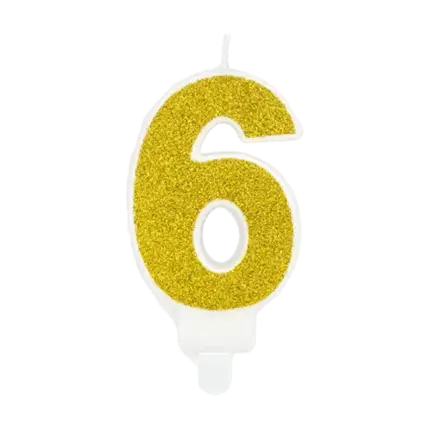 Verjaardagskaars nummer 6 goud
