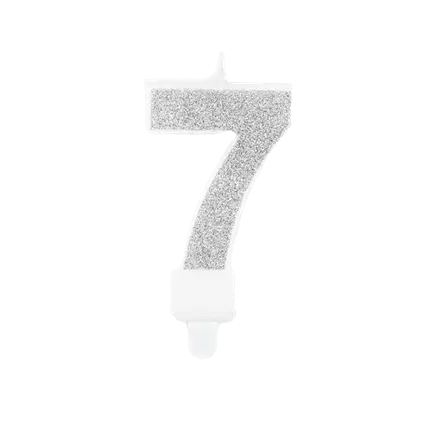 Verjaardagskaars nummer 7 zilver