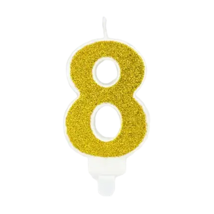 Verjaardagskaars nummer 8 goud