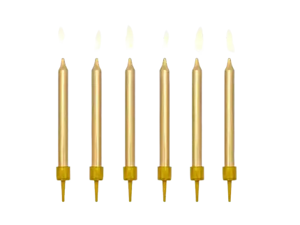 6 gouden verjaardagskaarsen (6cm)
