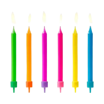 6 gemengde verjaardagskaarsen (6cm)