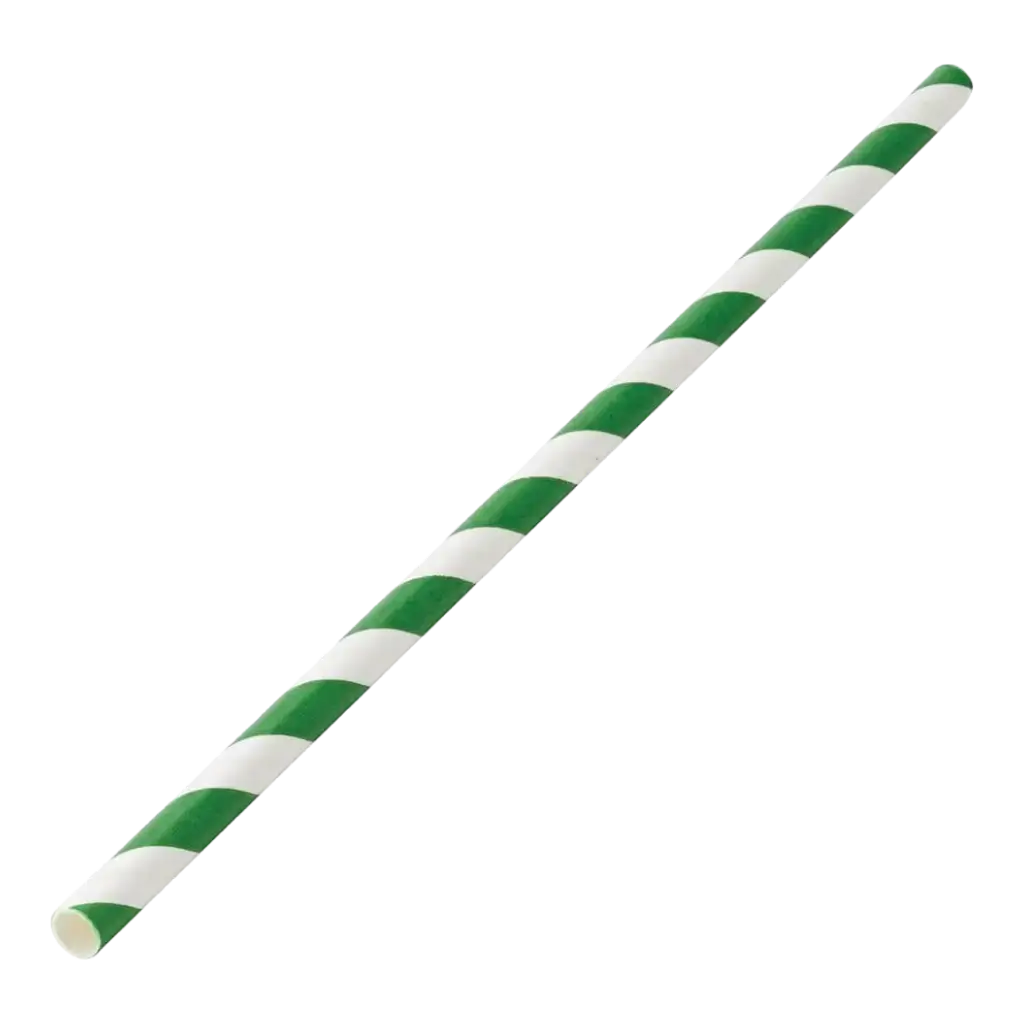 Groen gestreept papieren rietje 20cm / ø6mm (250 stuks)