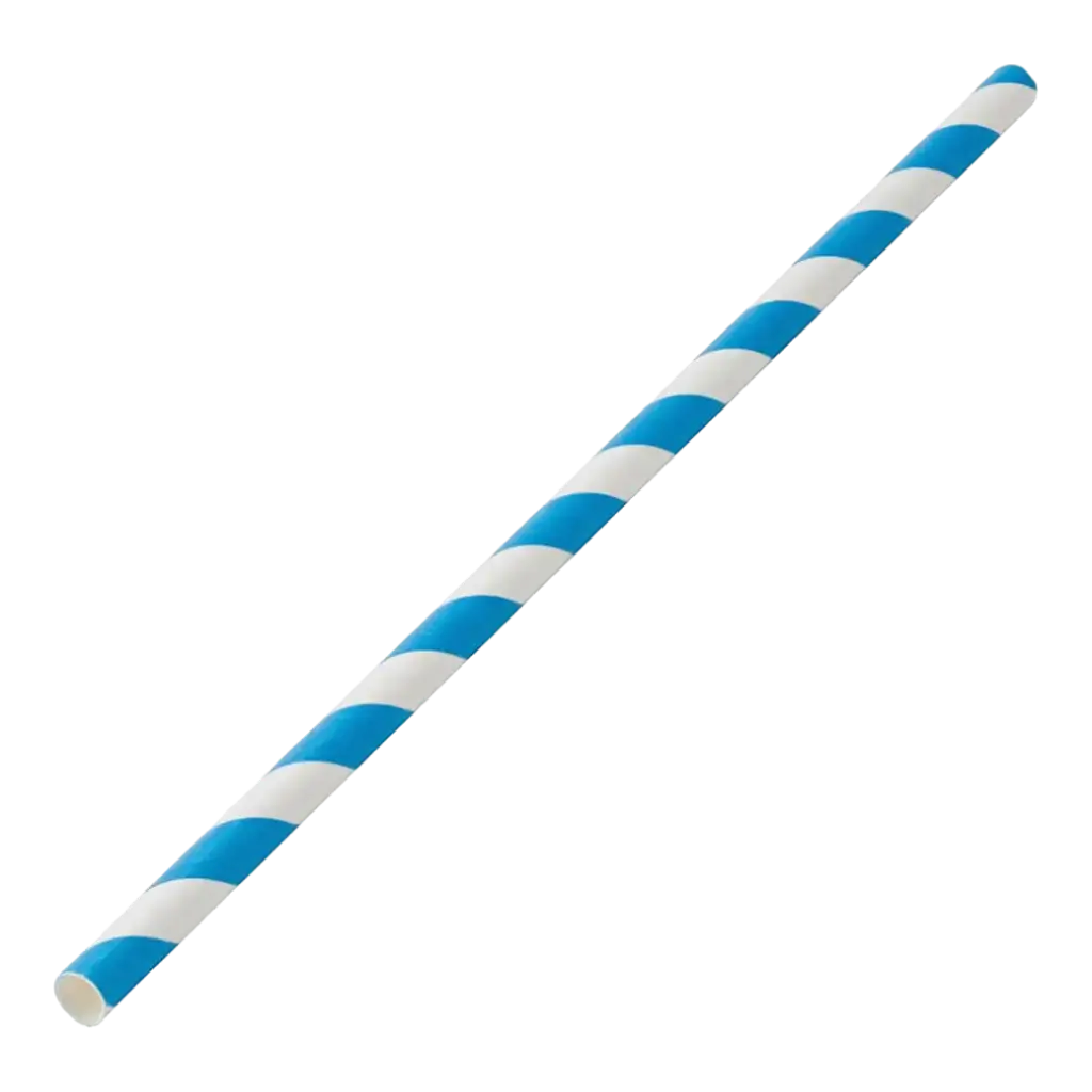 Blauw gestreept papieren rietje 20cm /ø6mm (250 stuks)