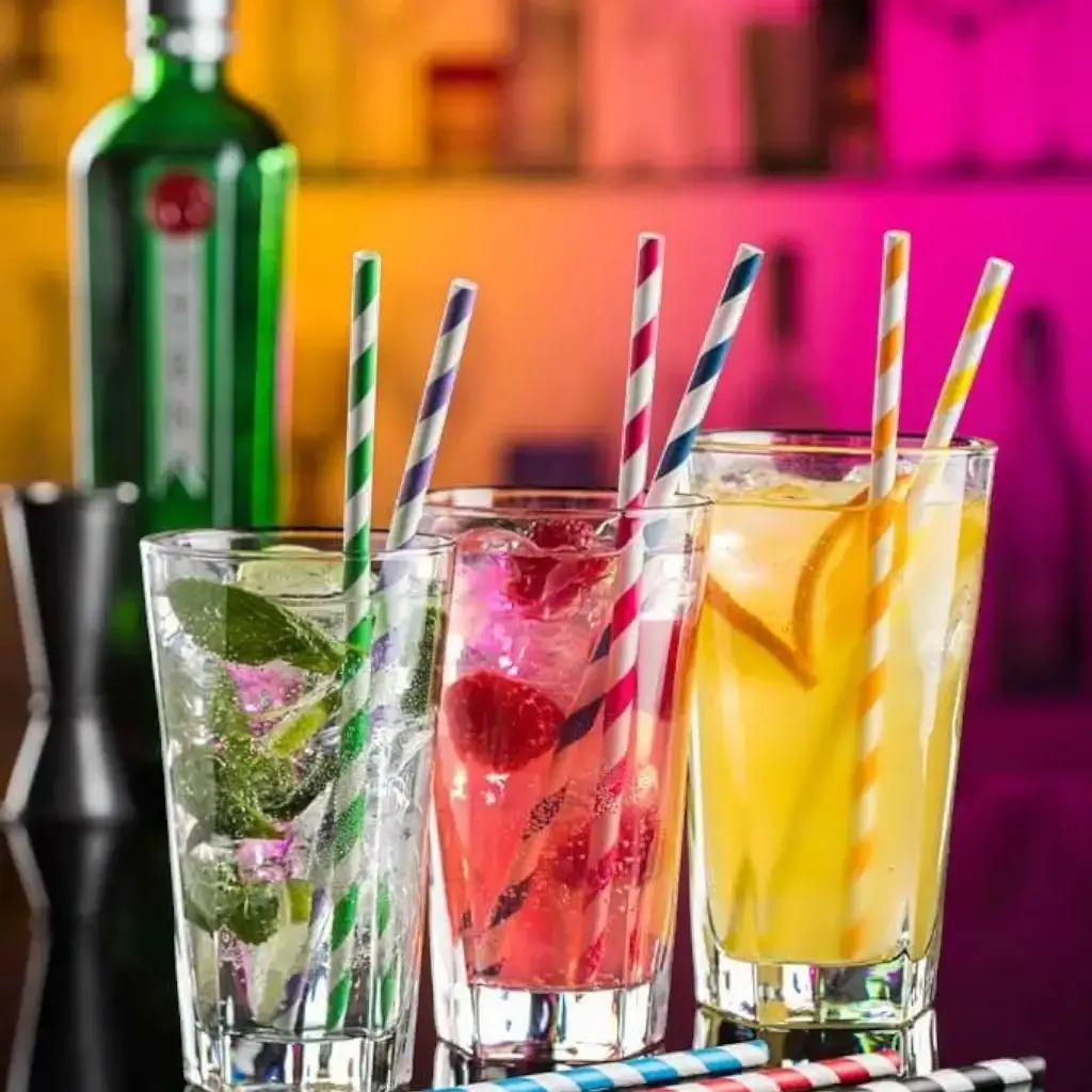 Blauw gestreept papieren rietje 20cm /ø6mm (250 stuks)