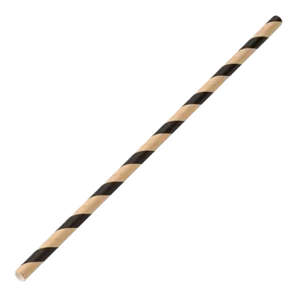 Kraft/Zwart gestreept papieren rietje 20cm /ø6mm (250 stuks)