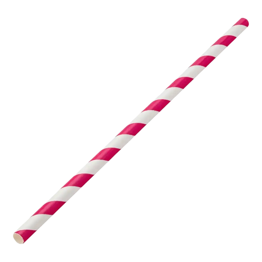 Roze gestreept papieren rietje 20cm /ø6mm (250 stuks)