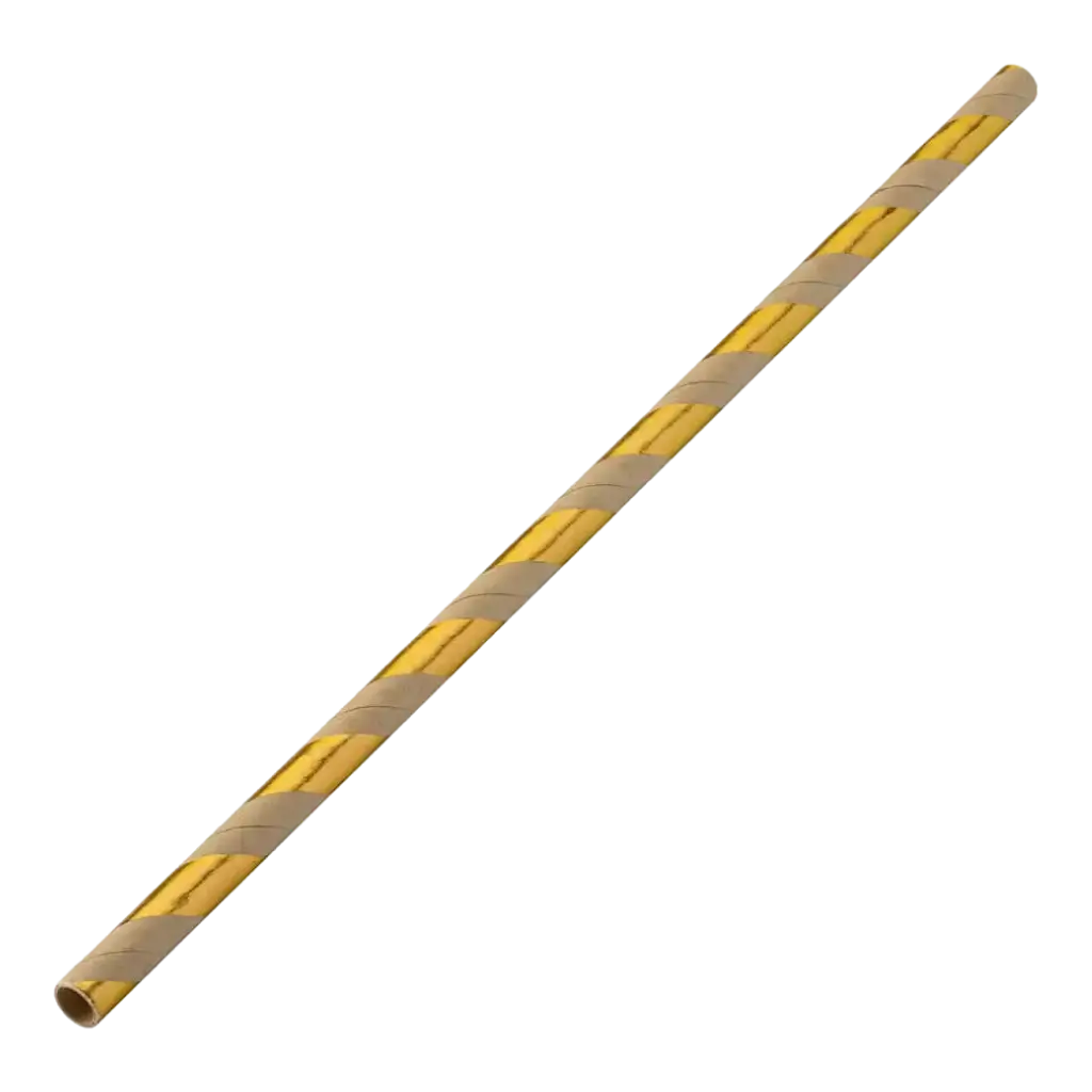Goud/Kraft gestreept papieren rietje 20cm /ø6mm (250 stuks)