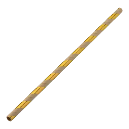 Goud/Kraft gestreept papieren rietje 20cm /ø6mm (250 stuks)