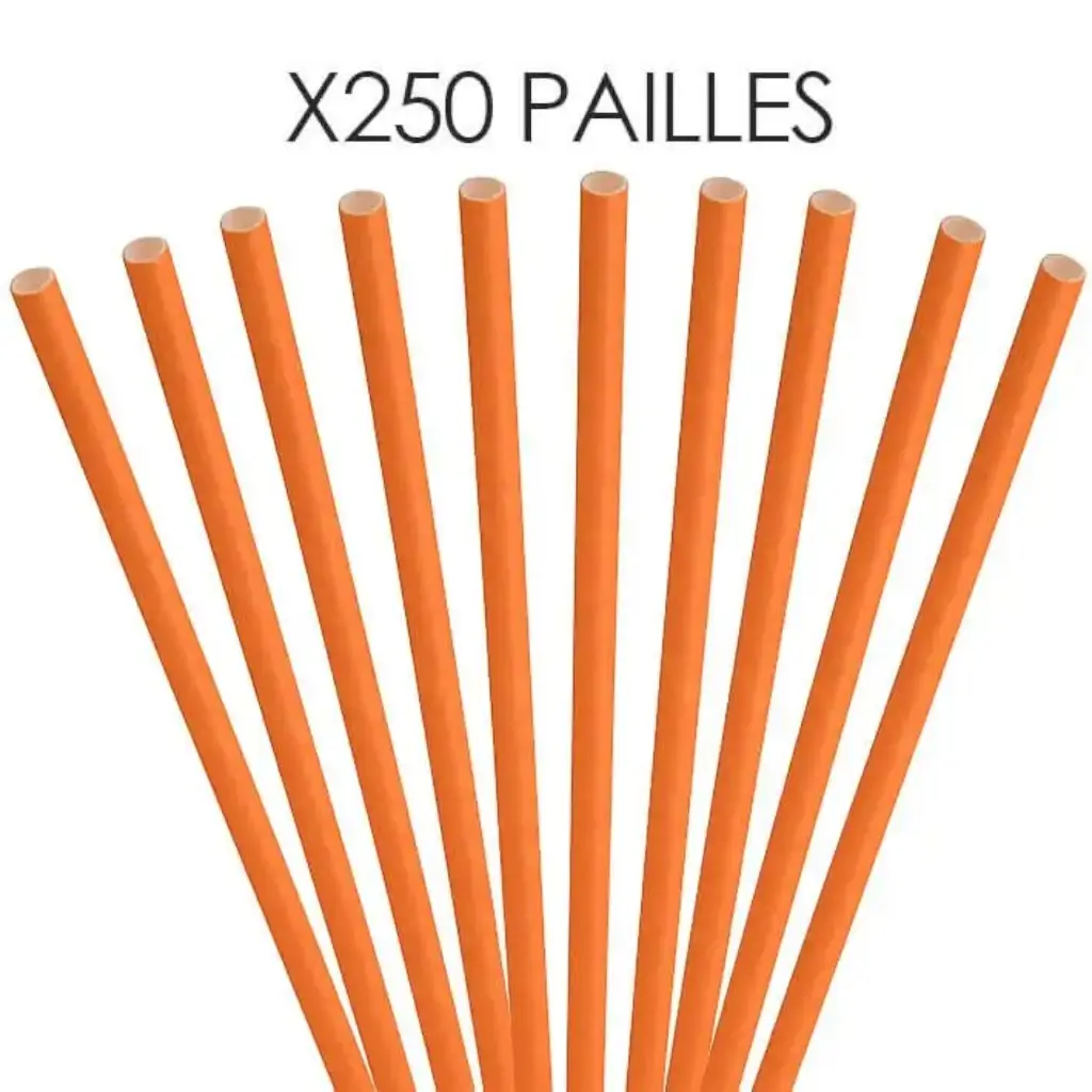 Papieren rietje oranje 20cm /ø6mm (250 stuks)