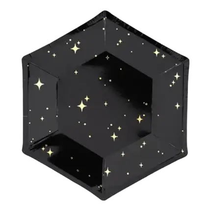 Zwart papieren bord met goudmotief (set van 6)