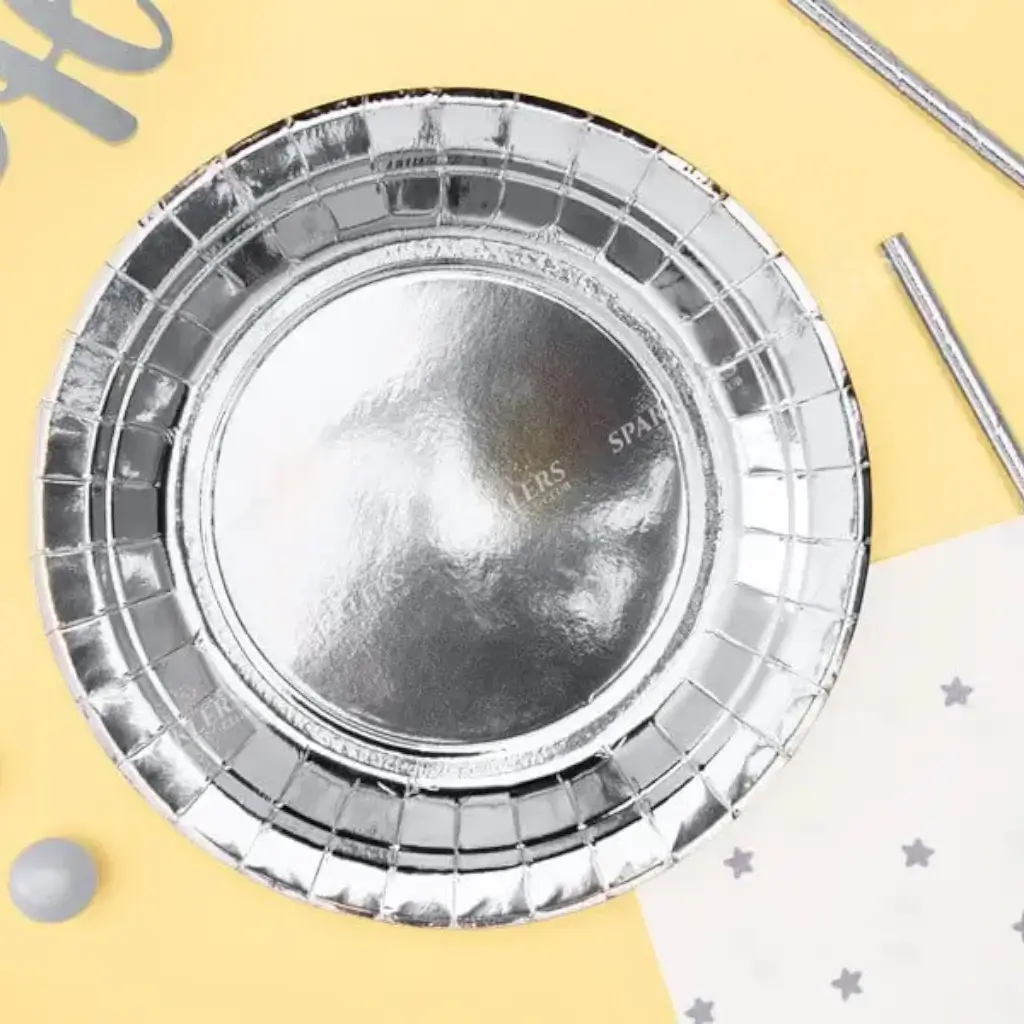 Rond papieren bord zilver ø18cm (Set van 6)