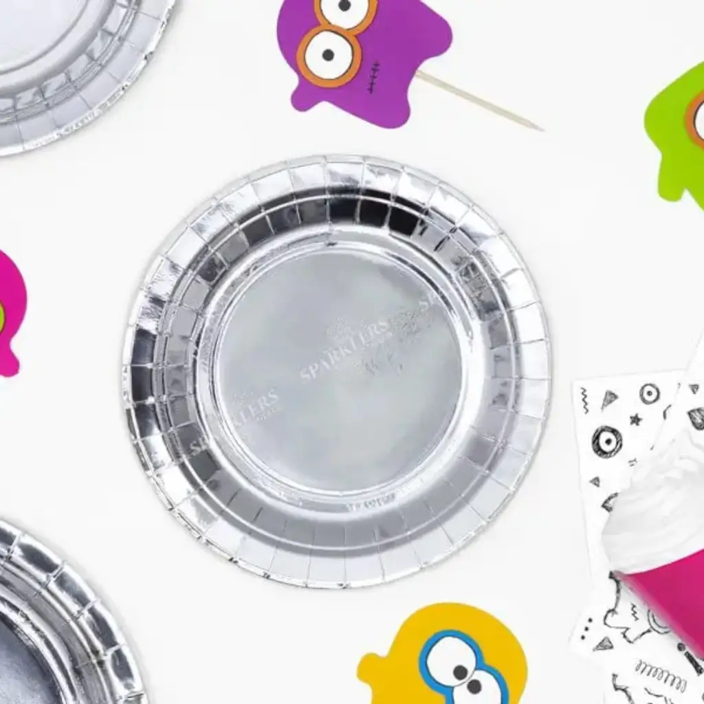 Rond papieren bord zilver ø18cm (Set van 6)