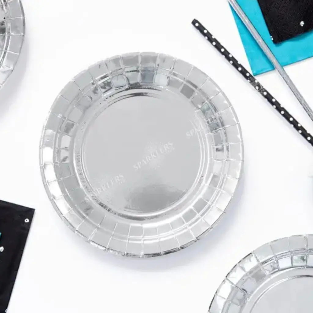 Rond papieren bord zilver ø18cm (Set van 6)