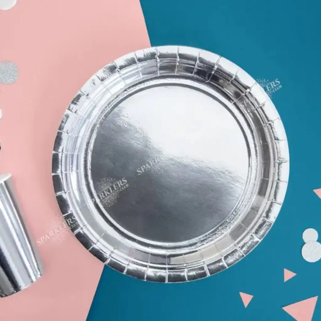 Rond papieren bord zilver ø23cm (Set van 6)