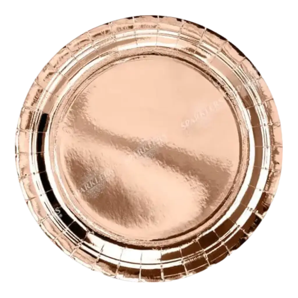 Rond papieren bord roségoud ø23cm (Set van 6)