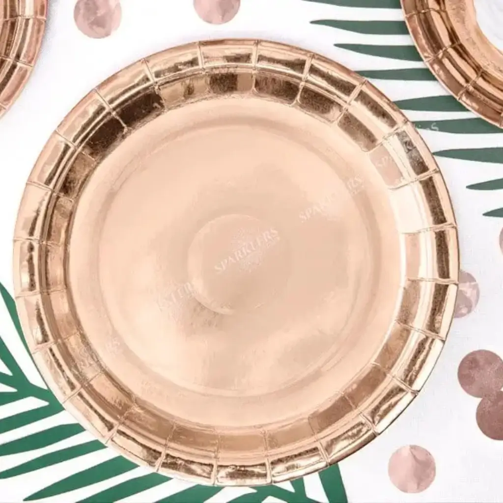 Rond papieren bord roségoud ø23cm (Set van 6)