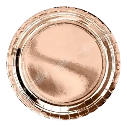 Rond papieren bord roségoud ø23cm (Set van 6)