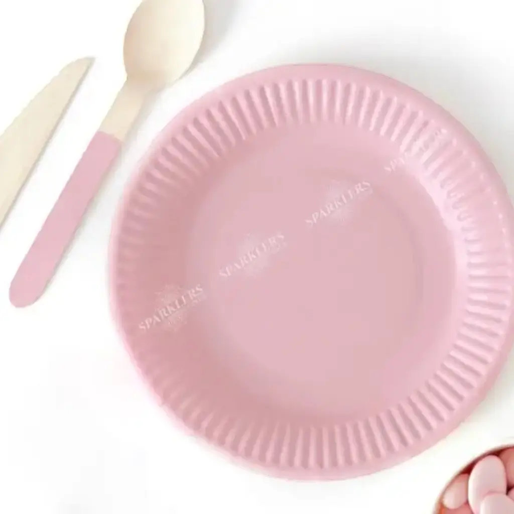 Rond papieren bord roze ø18cm (set van 6)