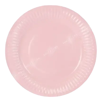 Rond papieren bord roze ø18cm (set van 6)