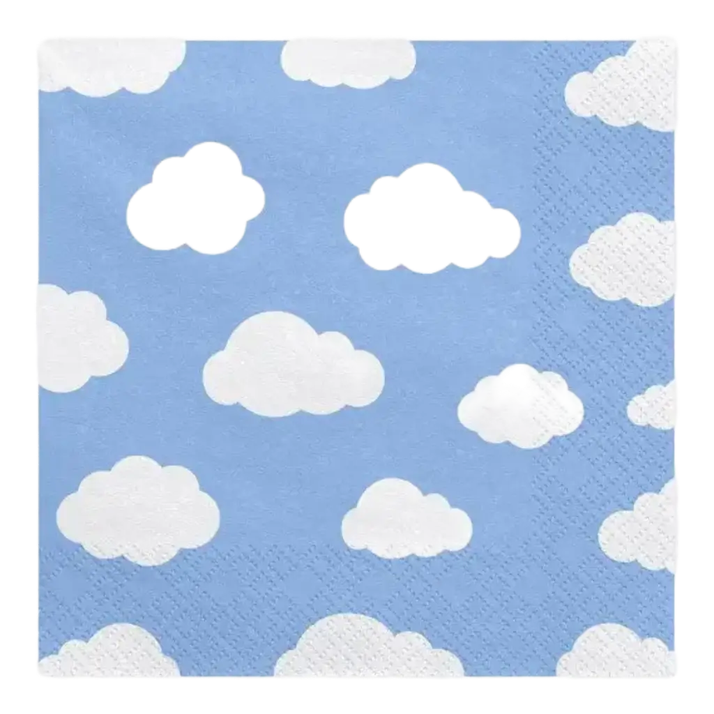 Lichtblauwe papieren handdoek met wolkenpatroon (set van 20)